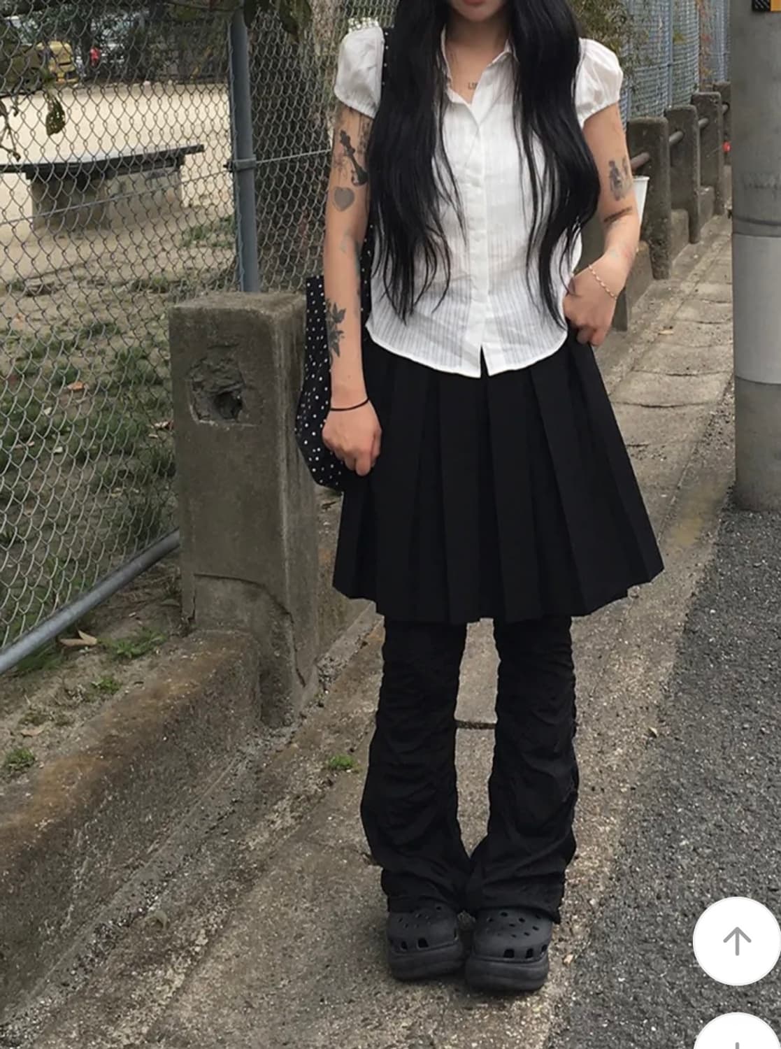 애니원모어 노리 캡소매 카라 블라우스 셔츠 화이트 상품이미지4