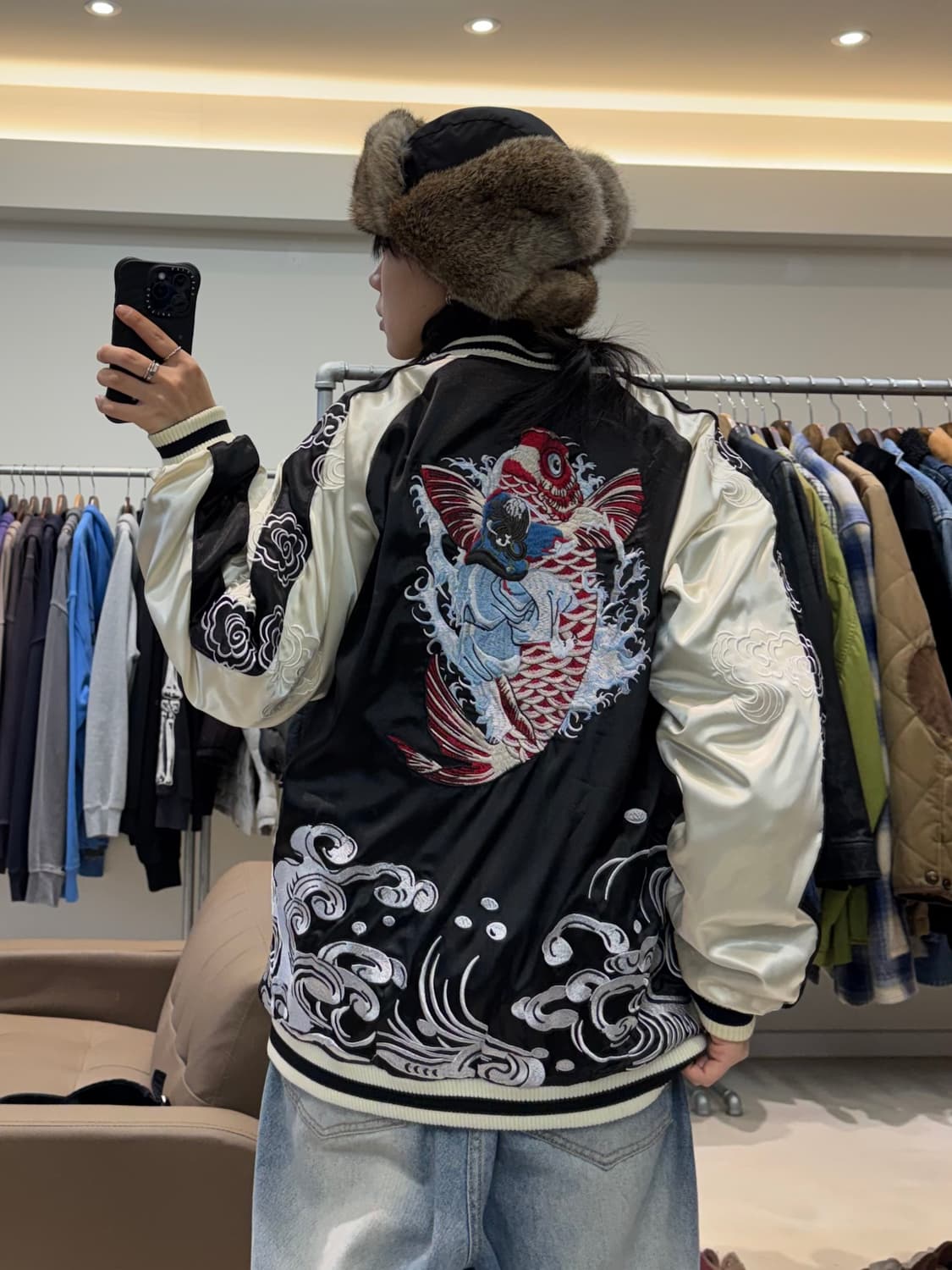 일본판 자수 리버시블 스카쟌 상품이미지5