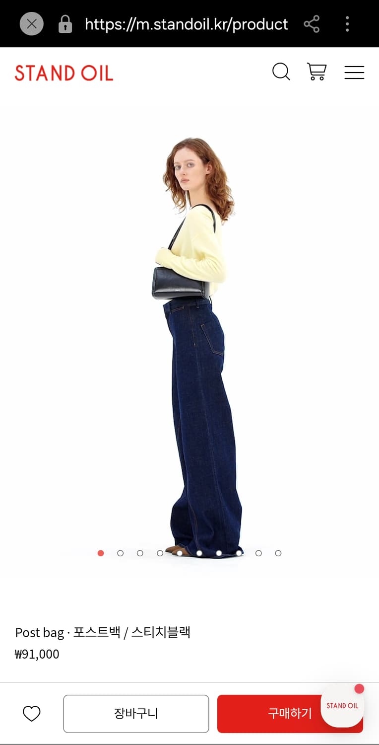 스탠드오일 포스트백  스티치 블랙 핸드백 상품이미지3