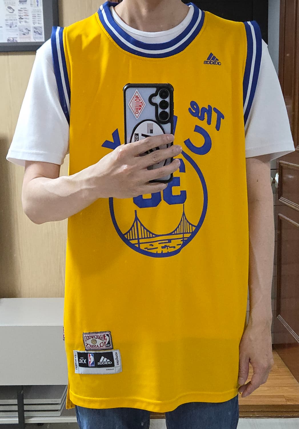 (착샷) 아디다스 골든스테이트 NBA 져지 커리 유니폼 하드우드 클래식 상품이미지8