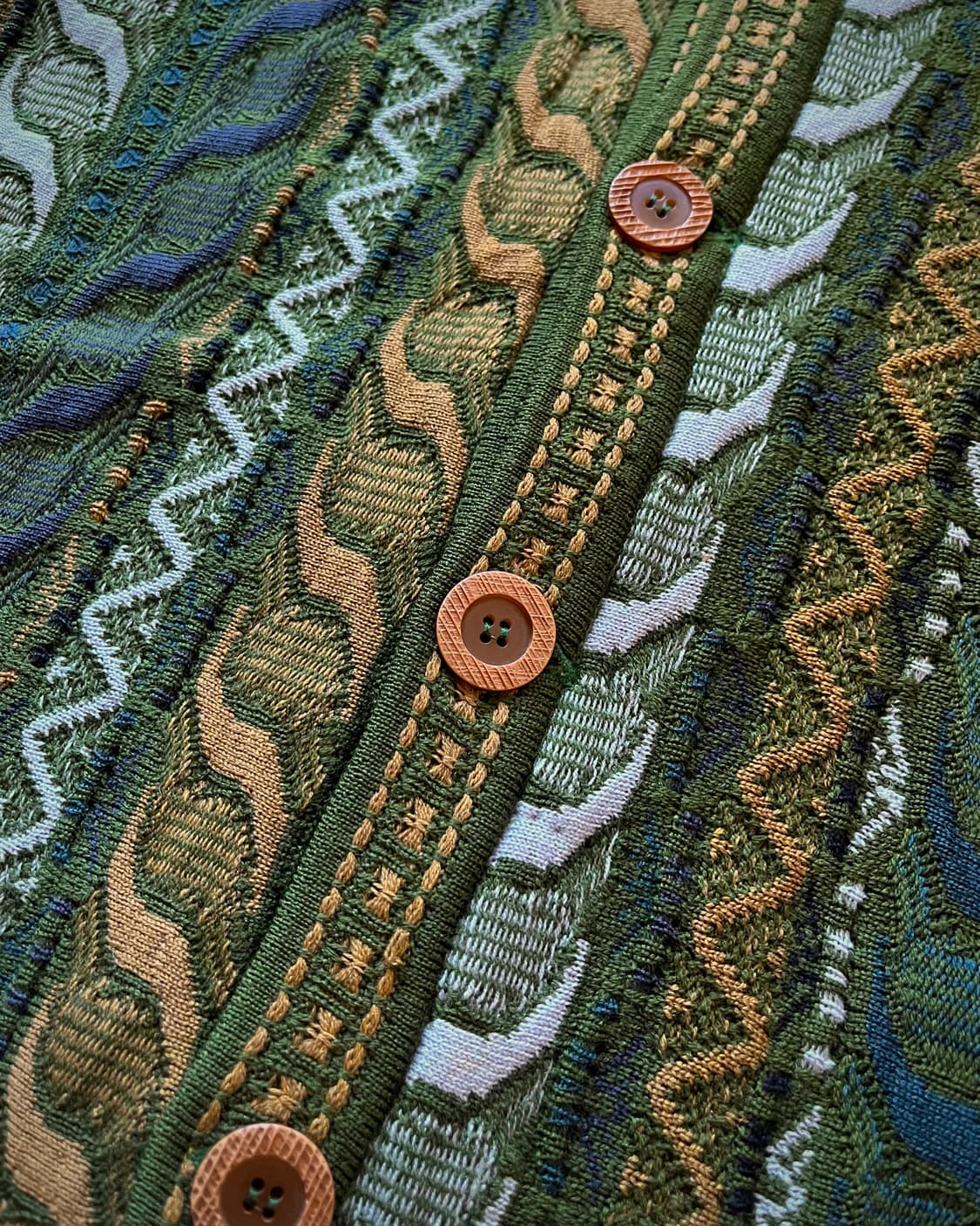 1990s COOGI 3D Cable Green Knit Cardigan 상품이미지7