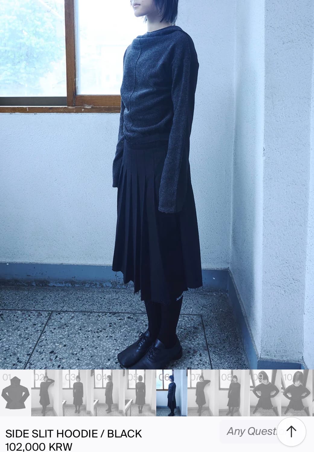 할로미늄 side slit hoodie black 상품이미지4