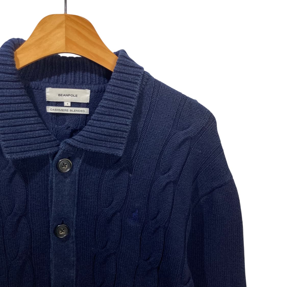 빈폴 카라넥 버튼 네이비 케이블 가디건 상품이미지3