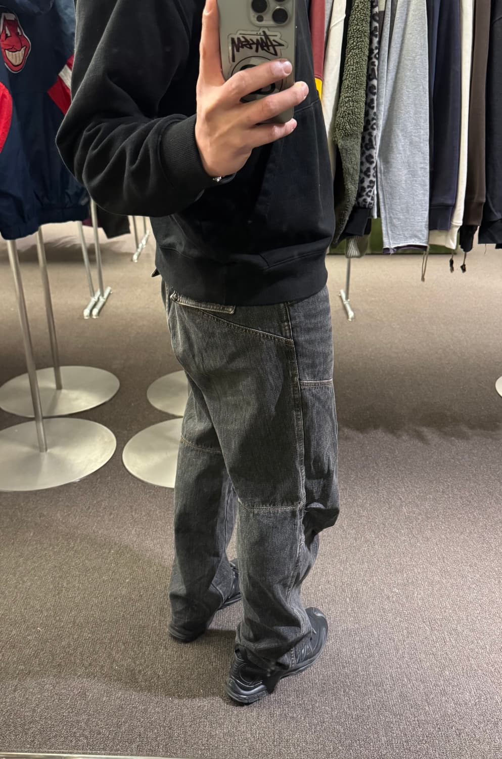 XL)Japanese vintage 흑청 더블니 워크팬츠 상품이미지2