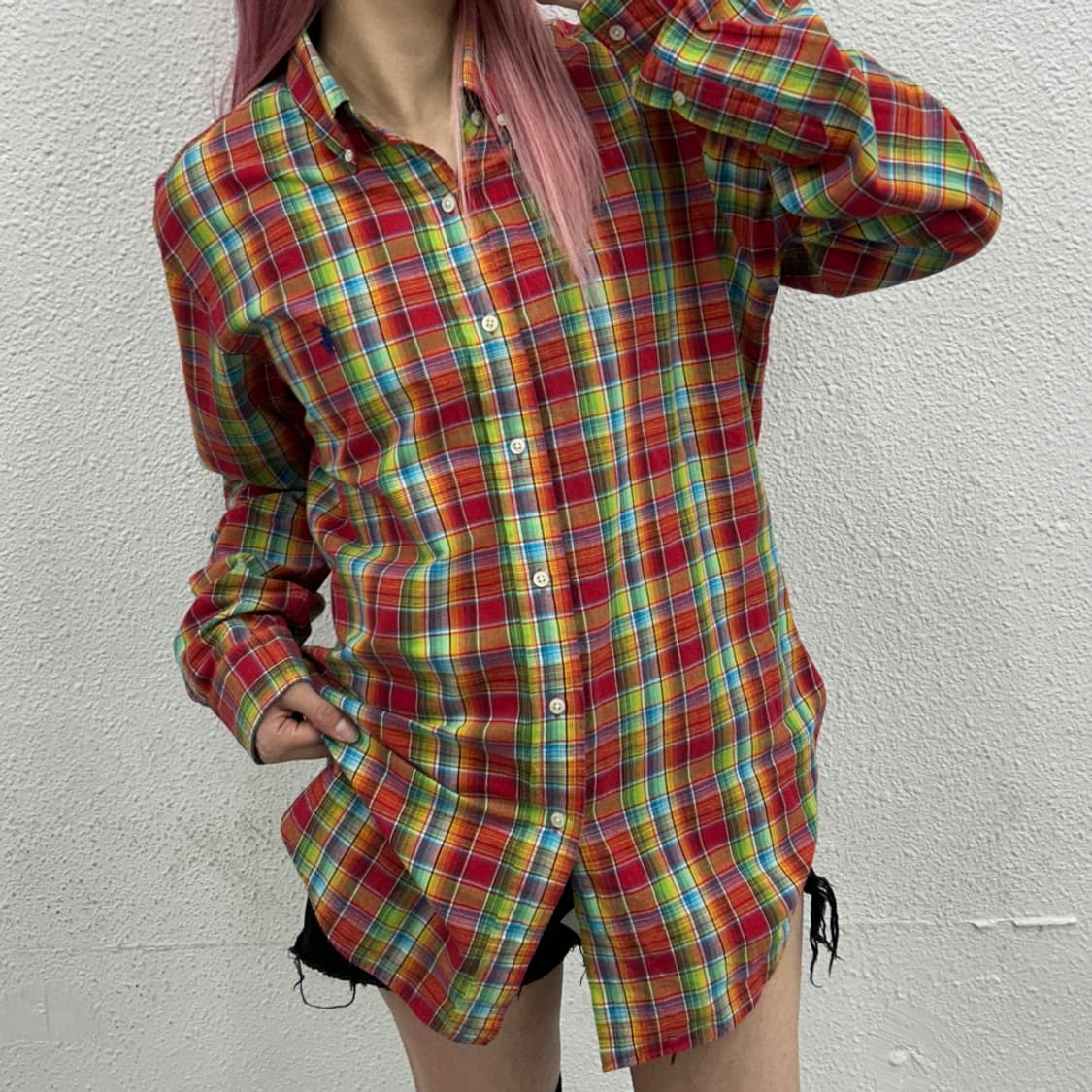 폴로 랄프로렌 네이비포니 비비드 체크 셔츠 M 상품이미지1