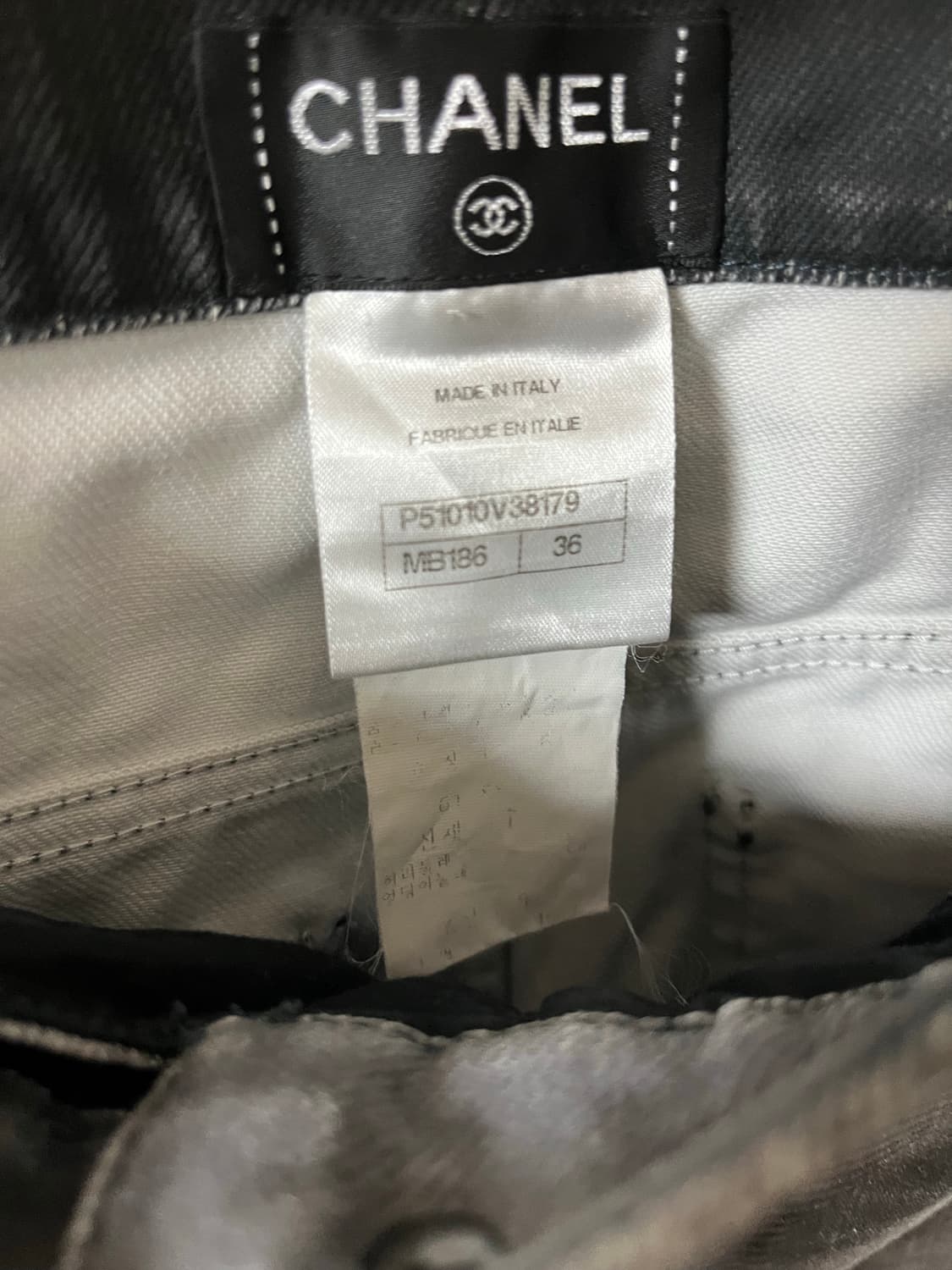 샤넬 블랙 워싱 와이드 데님 팬츠 36 정품 상품이미지5