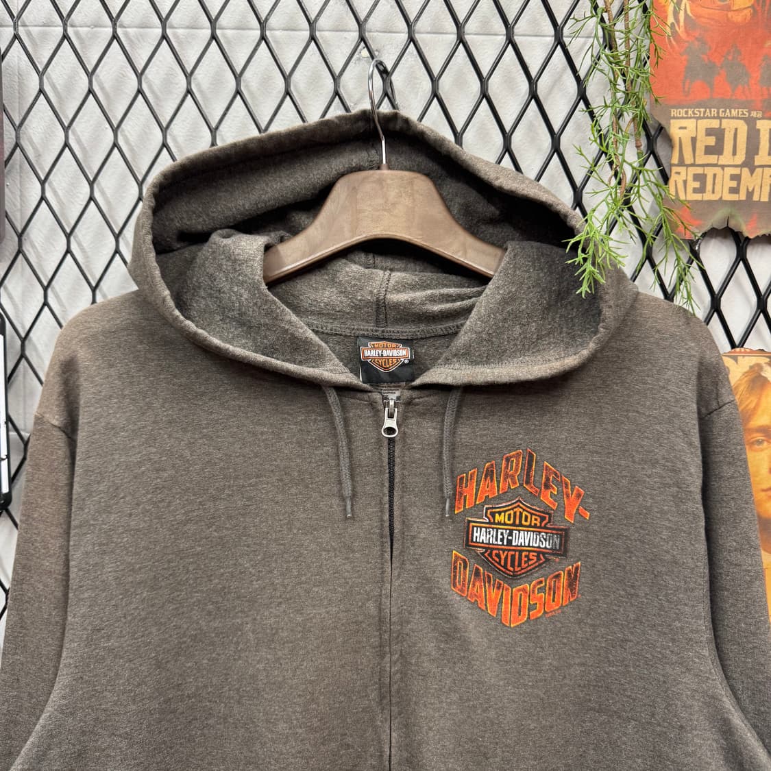 할리데이비슨 후드 집업 후면 아우터 뱅크스 해적 프린팅 포인트 차콜 상품이미지3