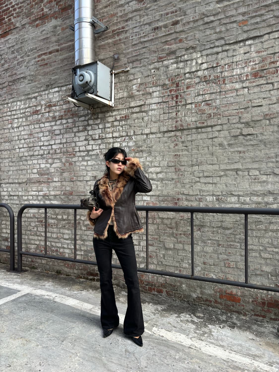 이태리양가죽 레오파드 퍼 트리밍 재킷 상품이미지2