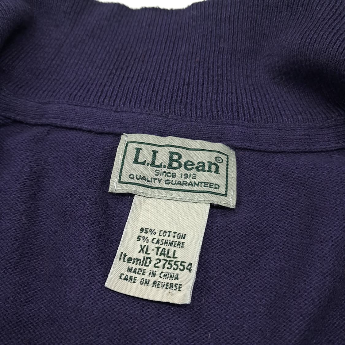 CL034 엘엘빈 코튼 캐시미어 딥퍼플 하프집업 니트 상품이미지3