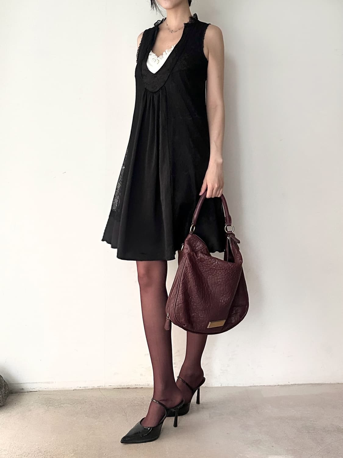 RAY BEAMS V - neck silk layer ops 상품이미지5