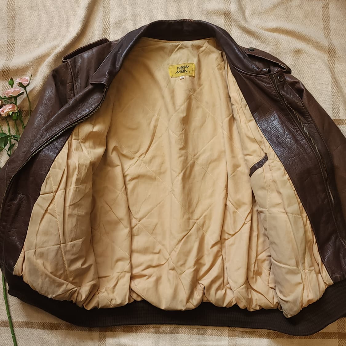 80s 빈티지 가죽자켓 a2 레더자켓 프렌치 레더 플라이트 자켓 M 상품이미지3