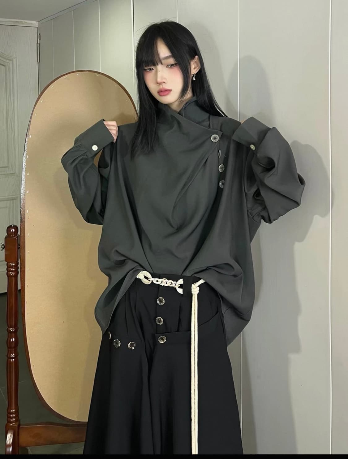 켄스튜디오 비정형 셔츠 블랙 상품이미지1