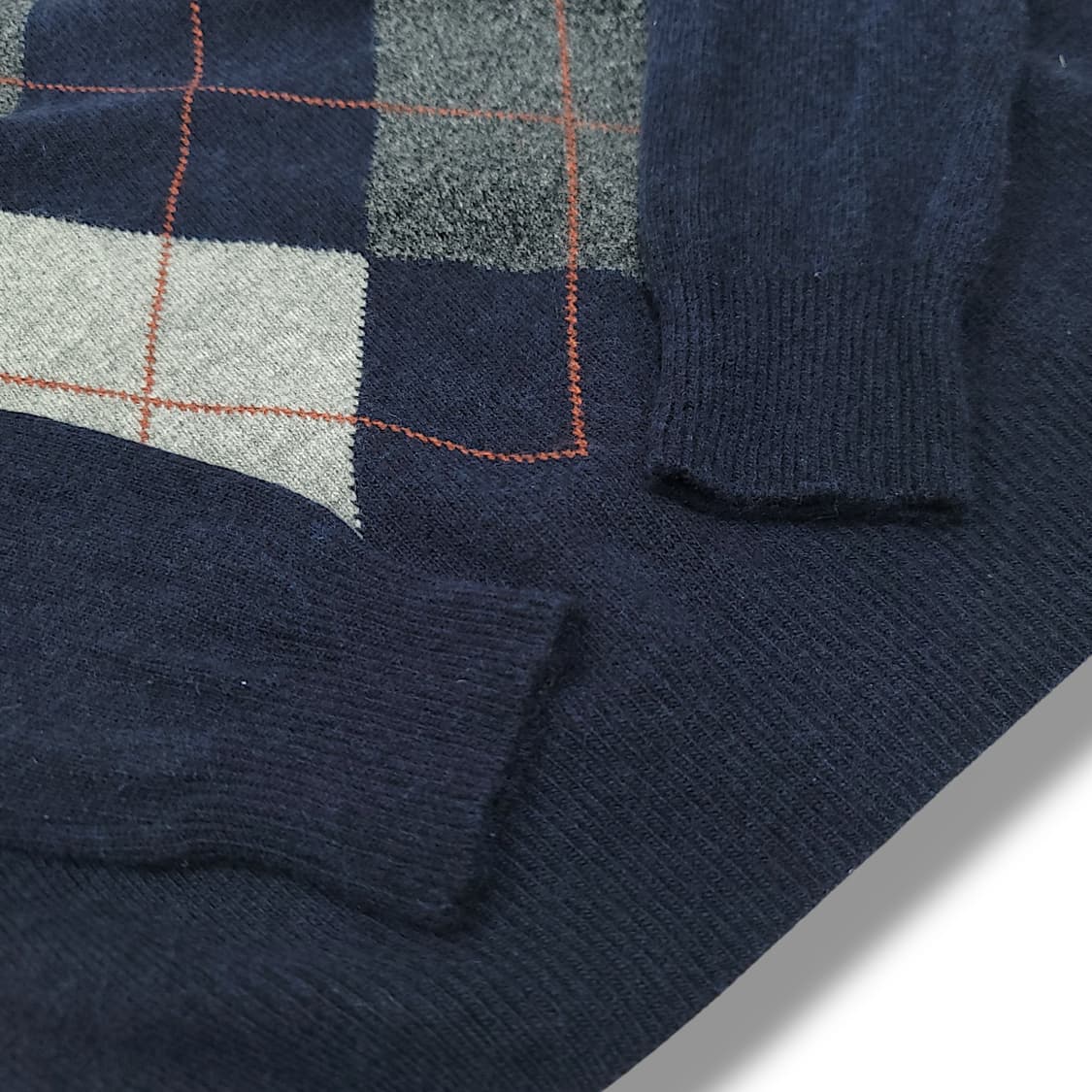 [95] 헤지스 네이비 체크배색 울 혼방 아가일 니트 상품이미지6
