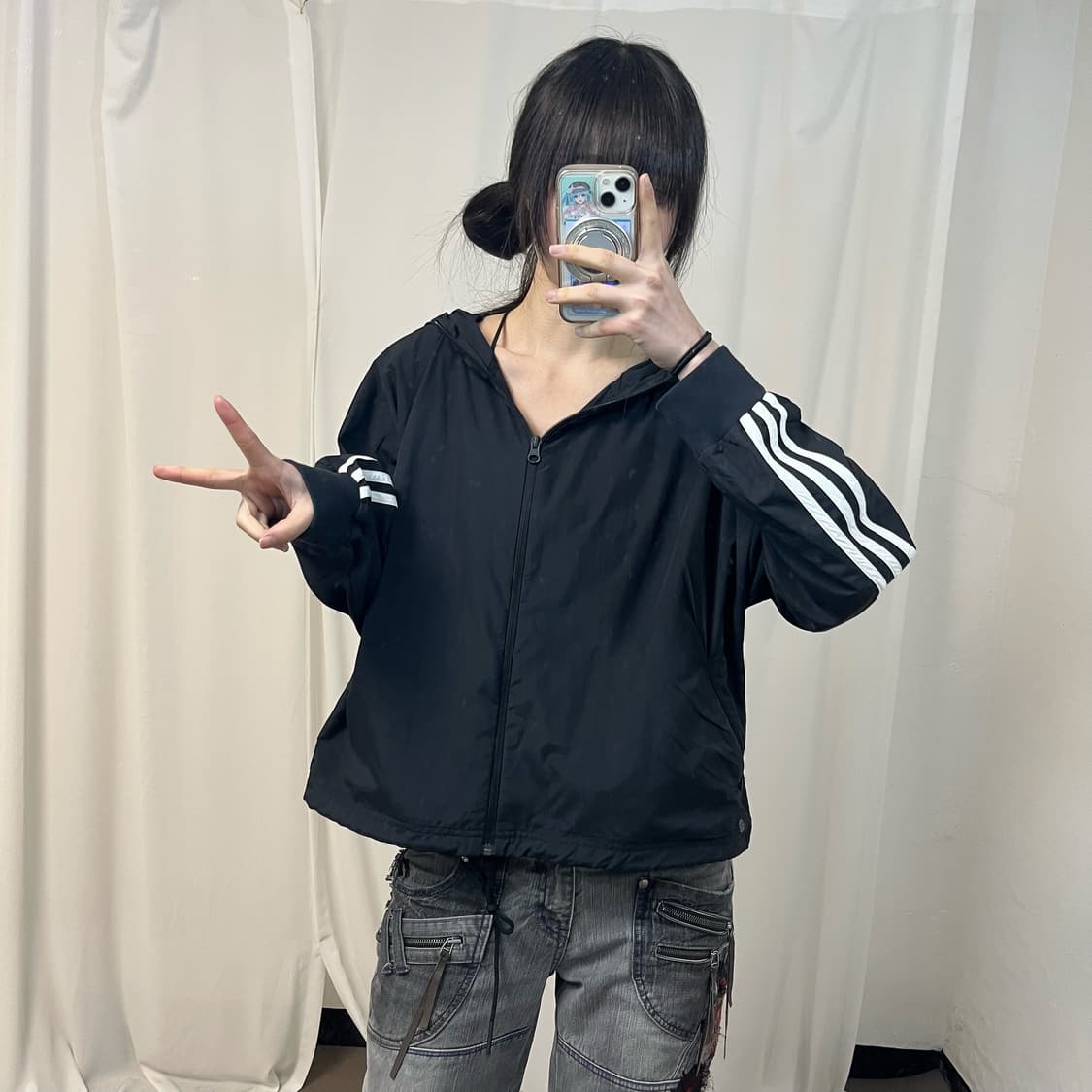 Adidas black running windbreaker 상품이미지2