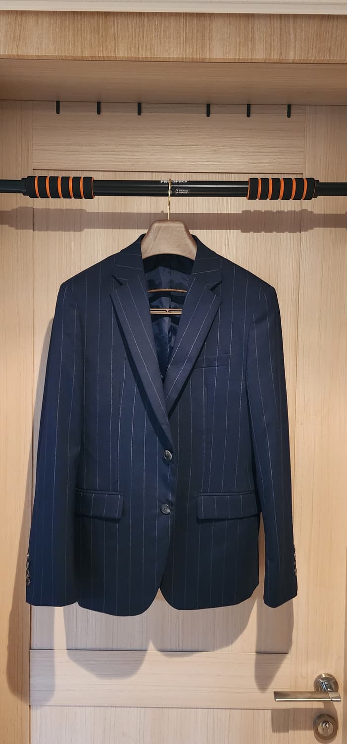 지오지아 핀 스트라이프 네이비 자켓 슬림L 상품이미지1
