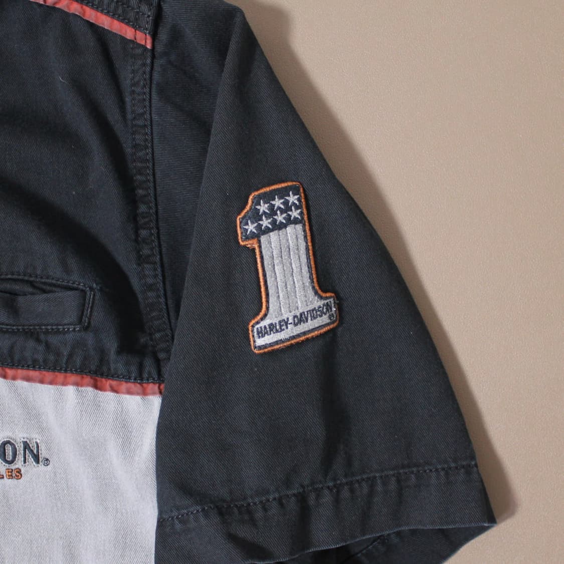 Harley Davidson 백자수 레이싱 블랙 반팔 워크 셔츠 상품이미지7