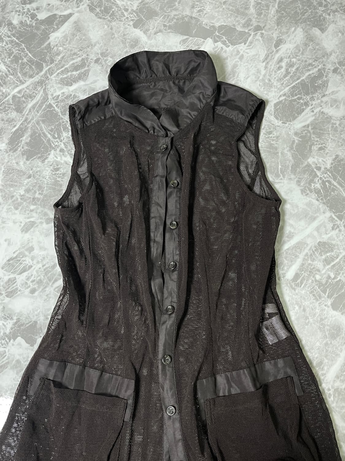 mesh higgneck sleeveless long shirts 상품이미지2