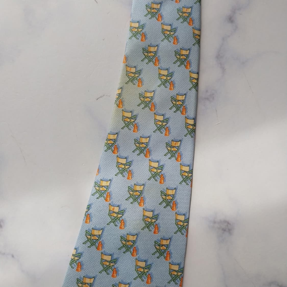 던힐 실크 하늘색 체어 모티브 넥타이 9.3cm B등급 K2334
 상품이미지10