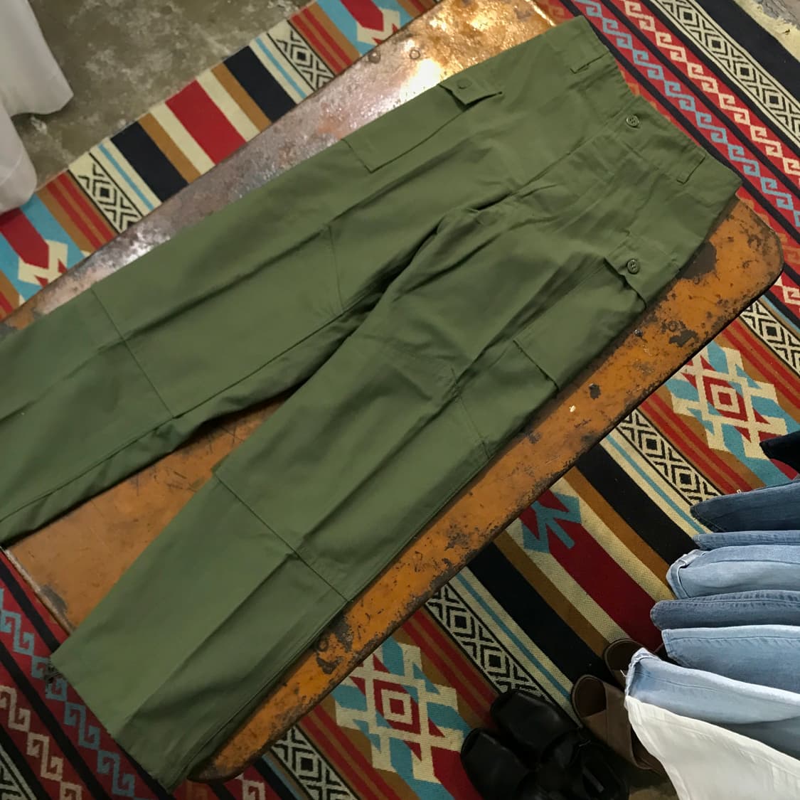 80s Kor 한국군 밀리터리 카고 퍼티그 팬츠 허리 25 사이즈 상품이미지3