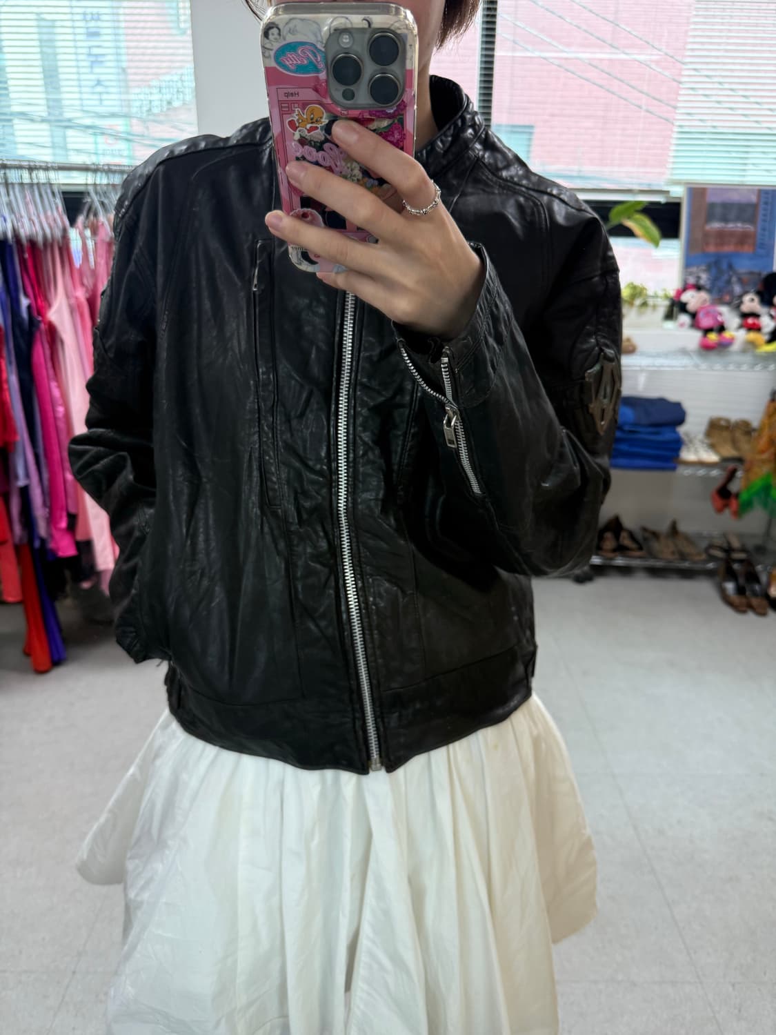 Usa leather racing jacket 미국 가죽 레이싱 자켓  상품이미지4