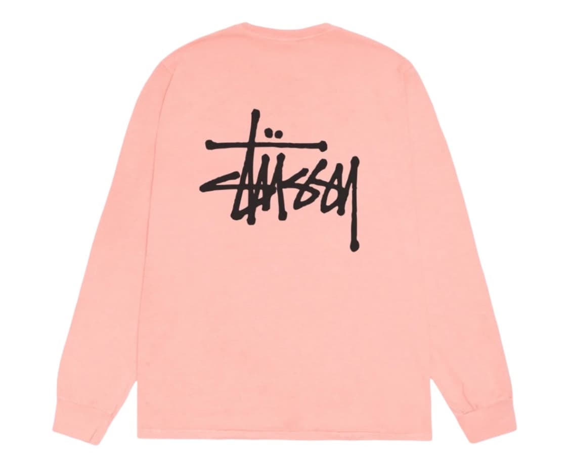 스투시 Stussy 베이직 피그먼트 다이드 롱슬리브 티셔츠 코랄 핑크  상품이미지1