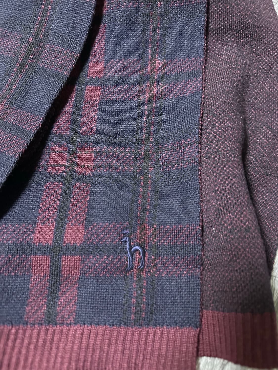 헤지스 체크 머플러 네이비 버건디 상품이미지2