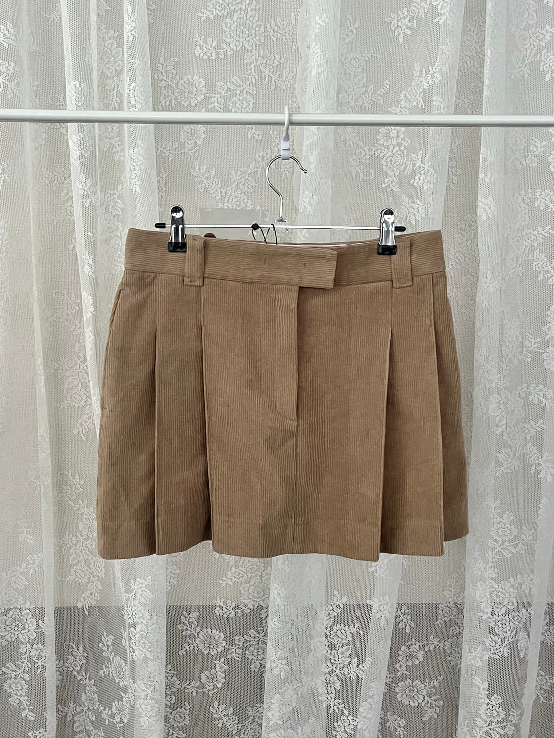 M) 새상품 그로브 코듀로이 플리츠 스커트 베이지 상품이미지2
