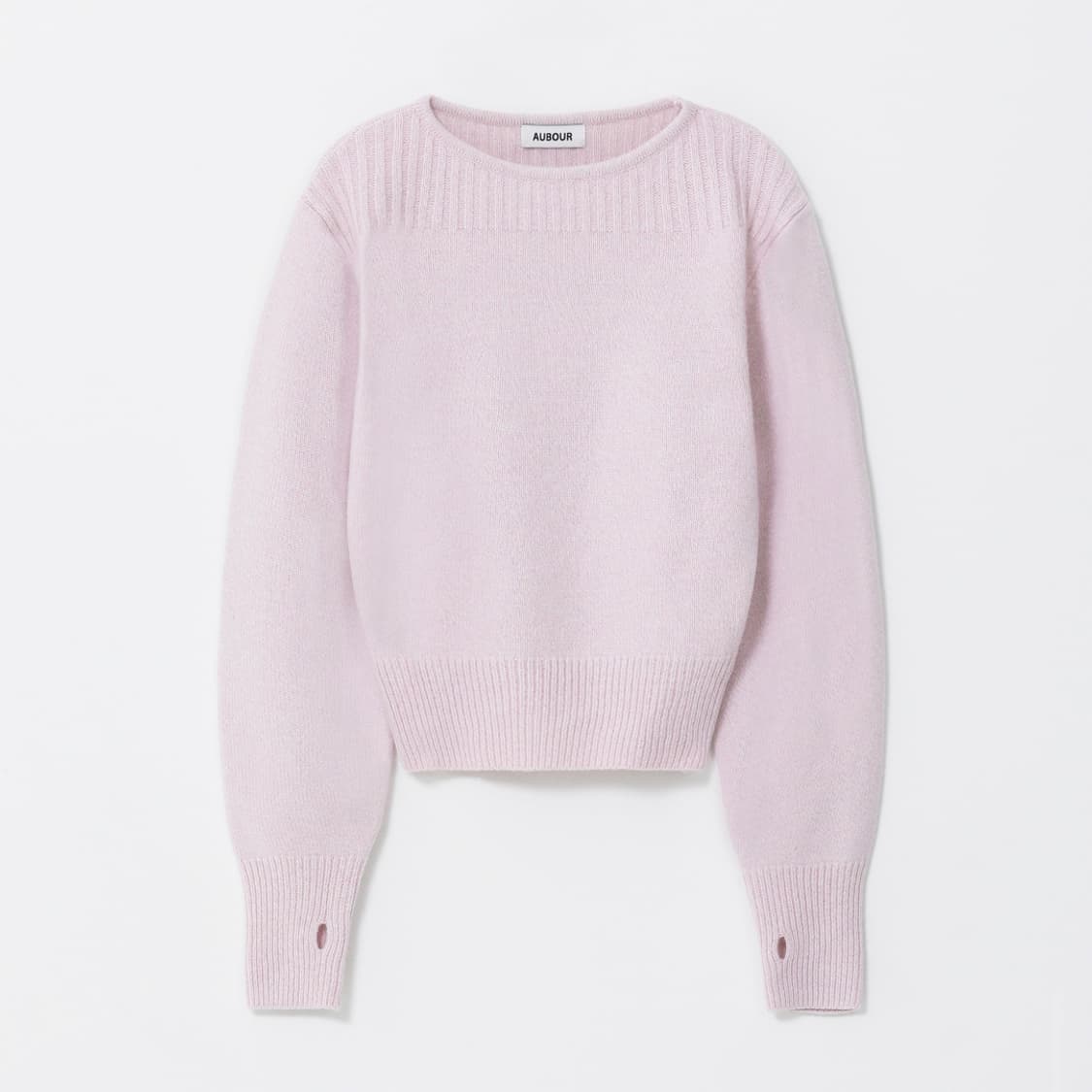 아우브아워(AUBOUR) 슈퍼메리노울 보우트넥 퍼프 라운드니트 55-66 상품이미지5