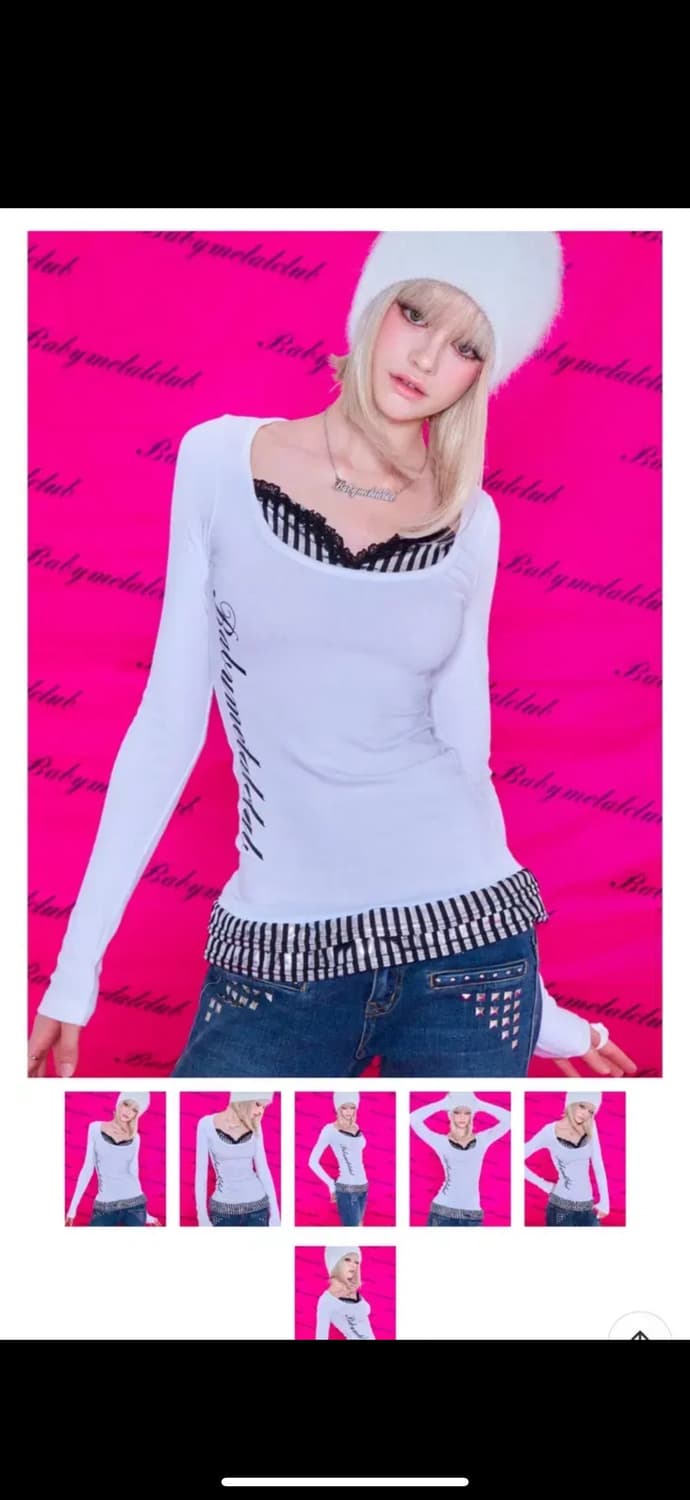 베메클 베이비메탈클럽 Disco frill top (white) 상품이미지1