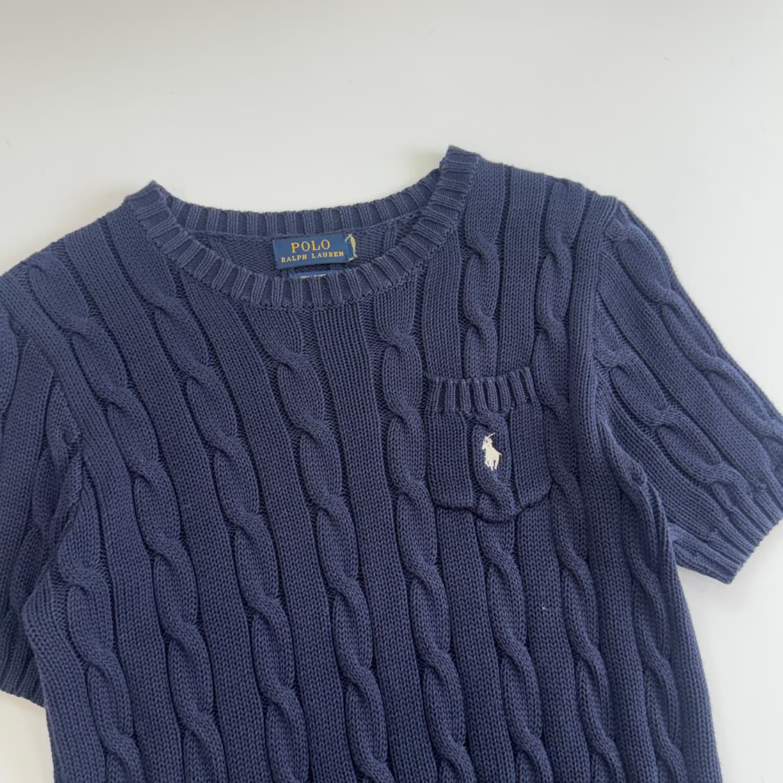 Polo 폴로 화이트 포니 포켓 케이블 반팔 니트 상품이미지4