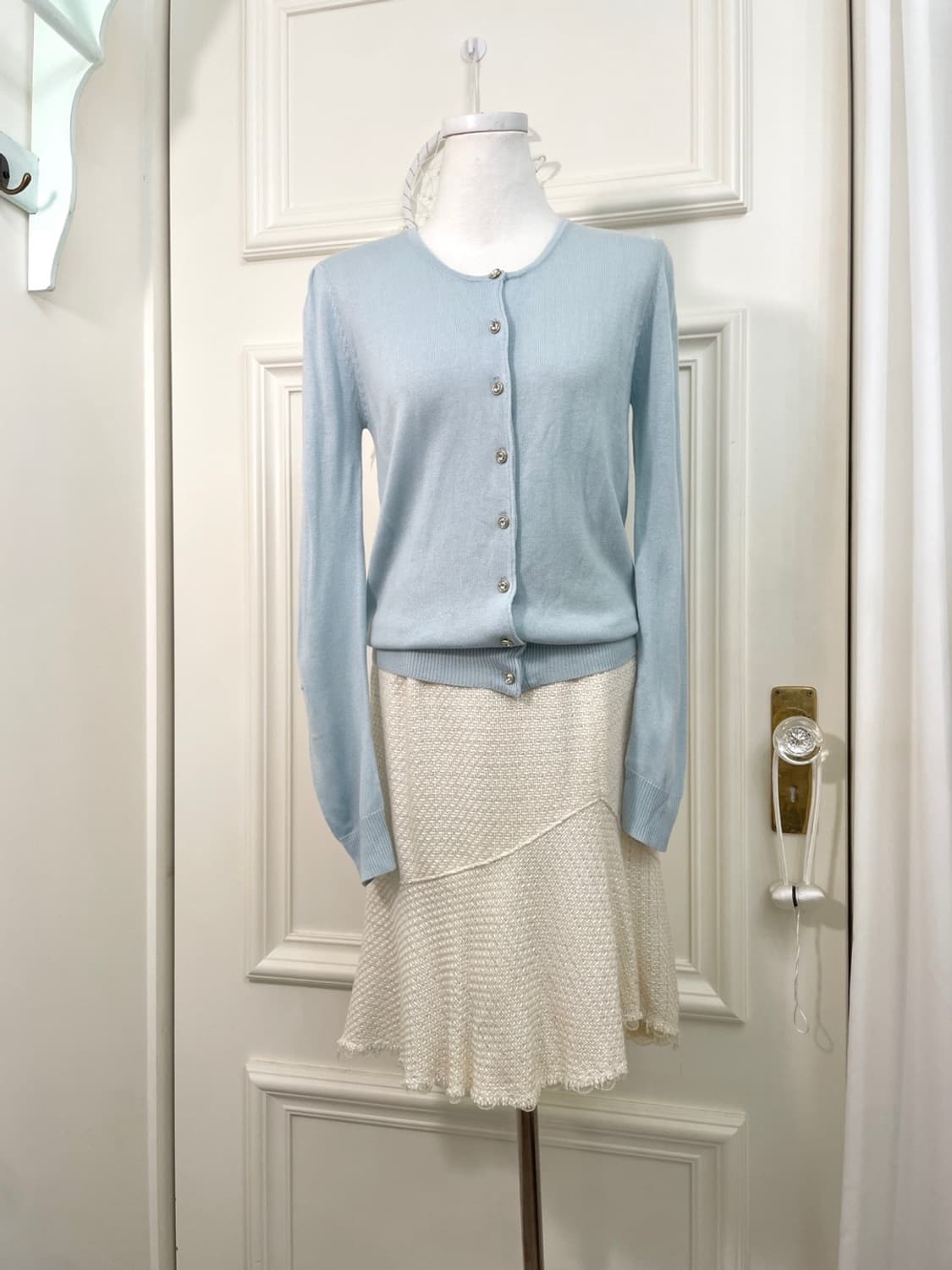 indiblue cubic button puff sleeve cardig 상품이미지2