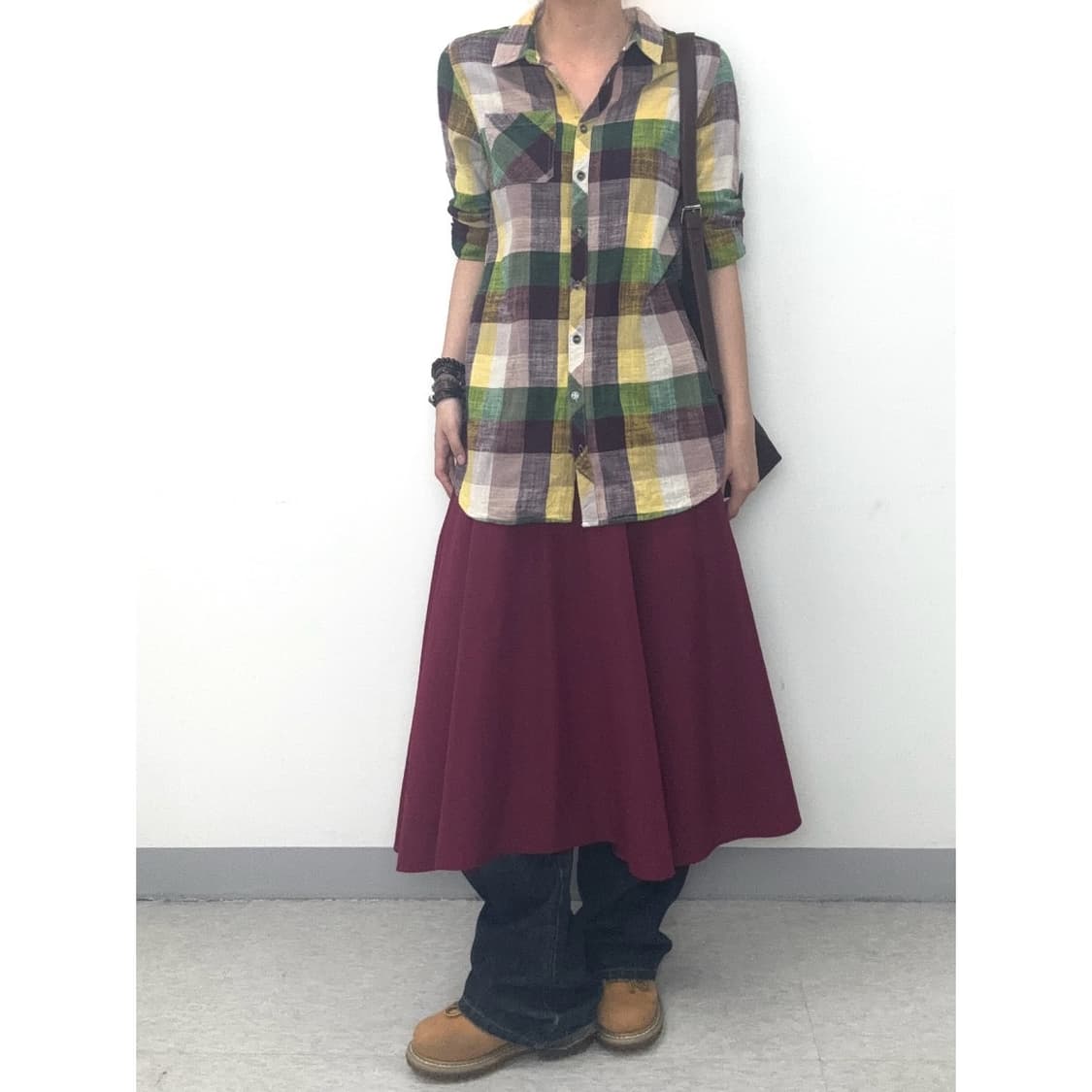 빈티지 체크 셔츠 원피스 상품이미지2
