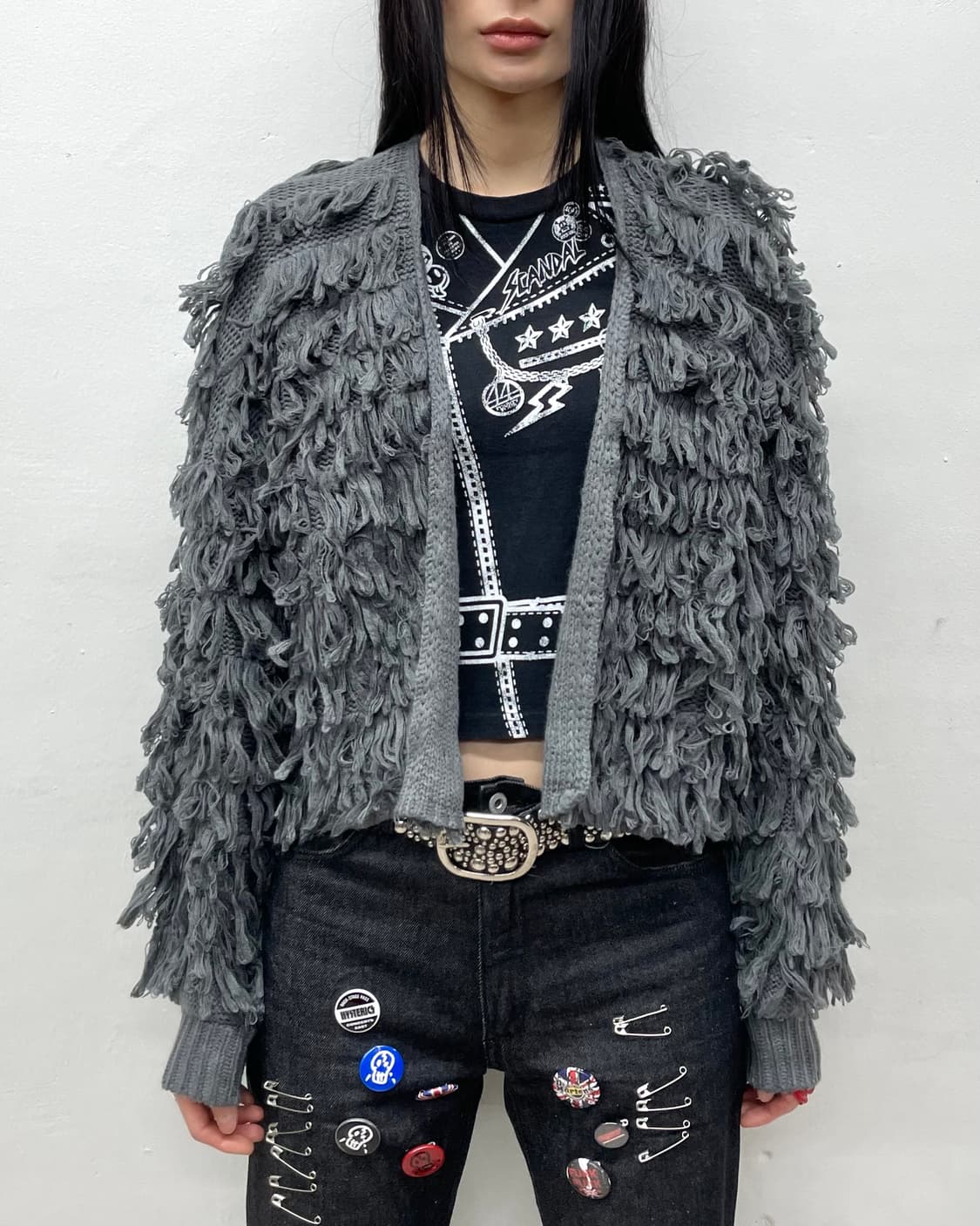  rope gray cropped cardigan 상품이미지2