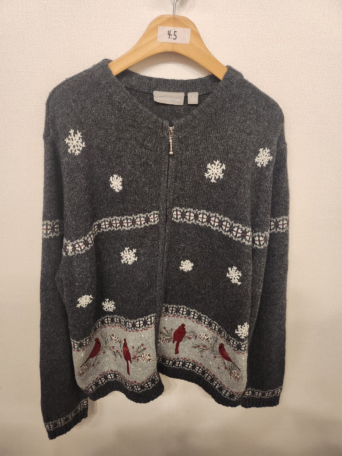 ((미국 빈티지))눈꽃❄️새🐦 니트 집업가디건<<크로프트앤배로우>> 상품이미지1