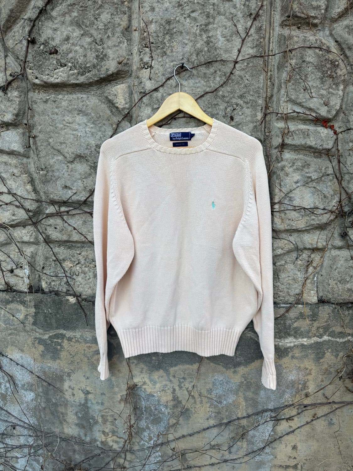 90s 폴로 랄프로렌 빈티지 코튼 레글런 니트 살구색 m 상품이미지1