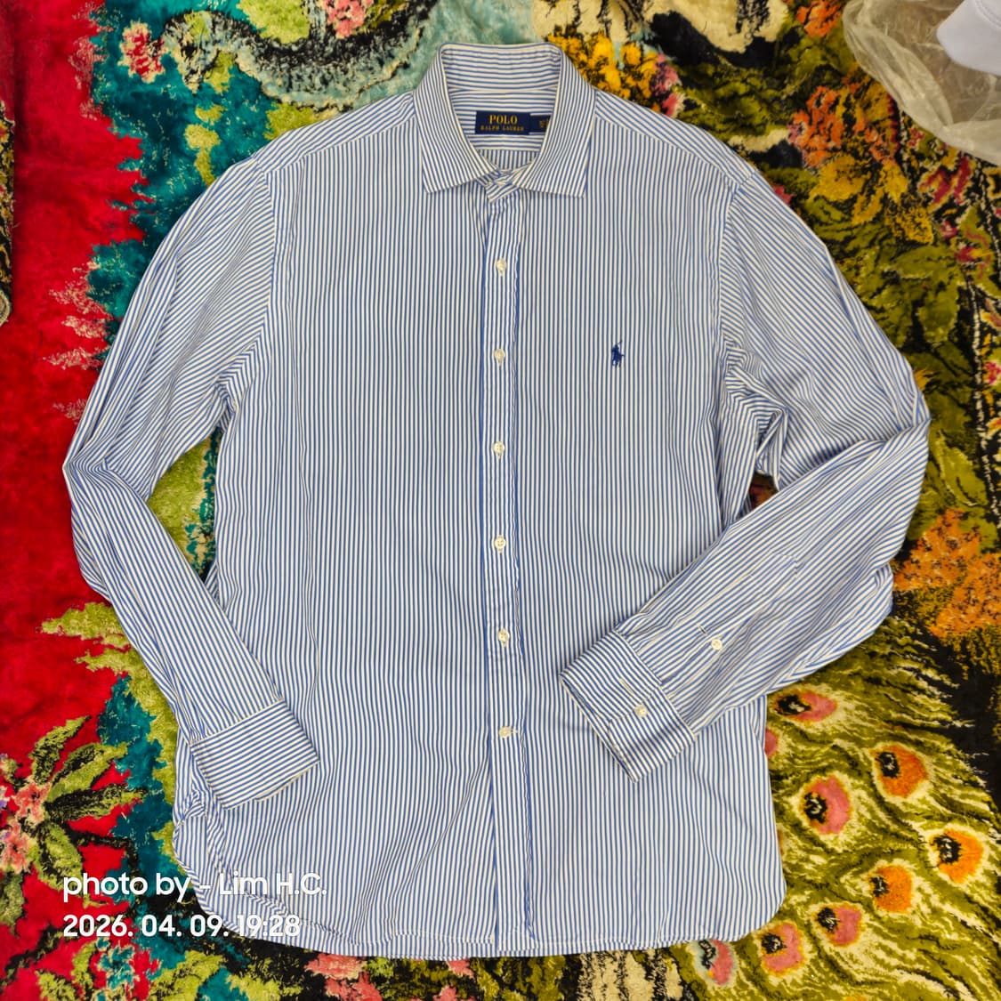 폴로 랄프로렌 블루 스트라이프 셔츠 XL 상품이미지1