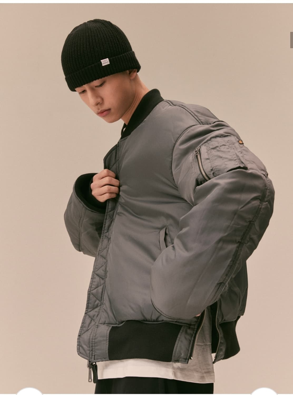 알파인더스트리 MA-1 루즈핏 사이드짚 블랙 L 상품이미지8