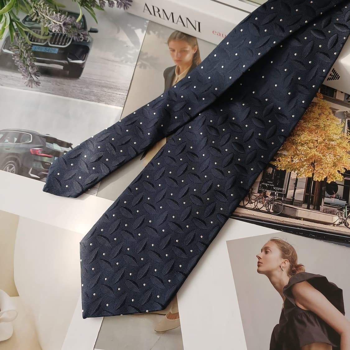 조르지오아르마니 실크 자카드 도트 넥타이 9.6cm A+등급 A18902 상품이미지3