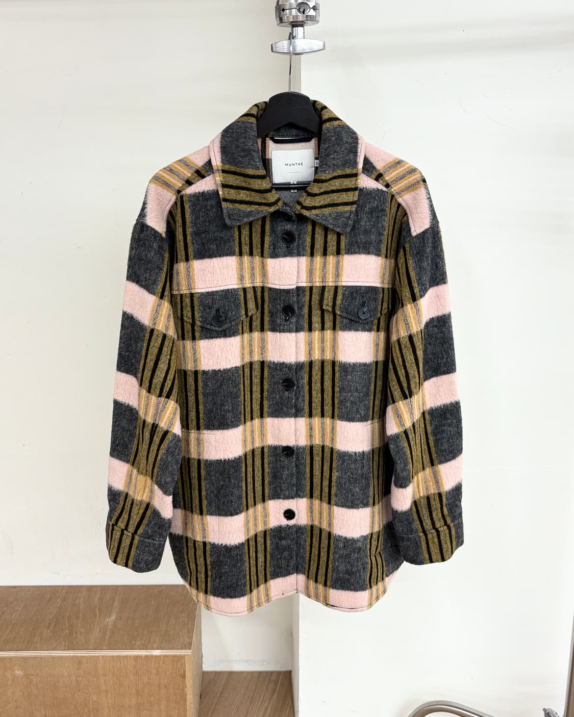 문테 멀티 체크 카라넥 울 블렌드 자켓 상품이미지1