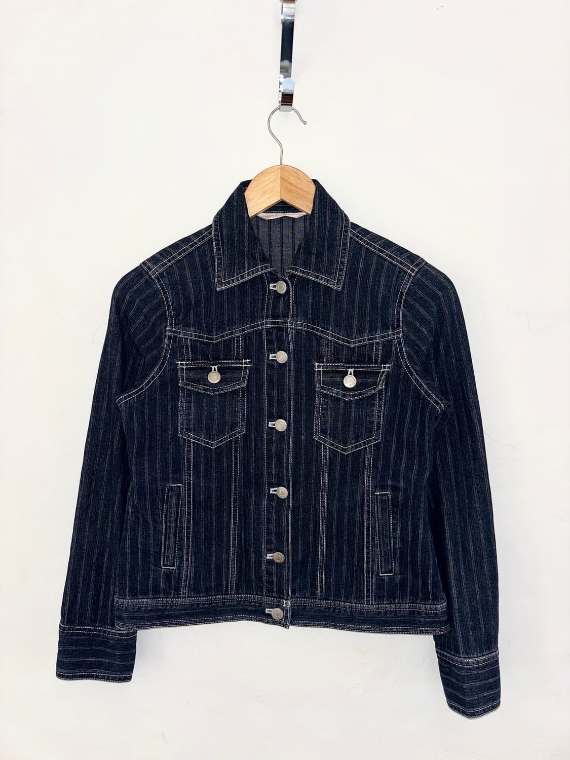 JAPAN VINTAGE 세로 스트라이프 데님 자켓 상품이미지1