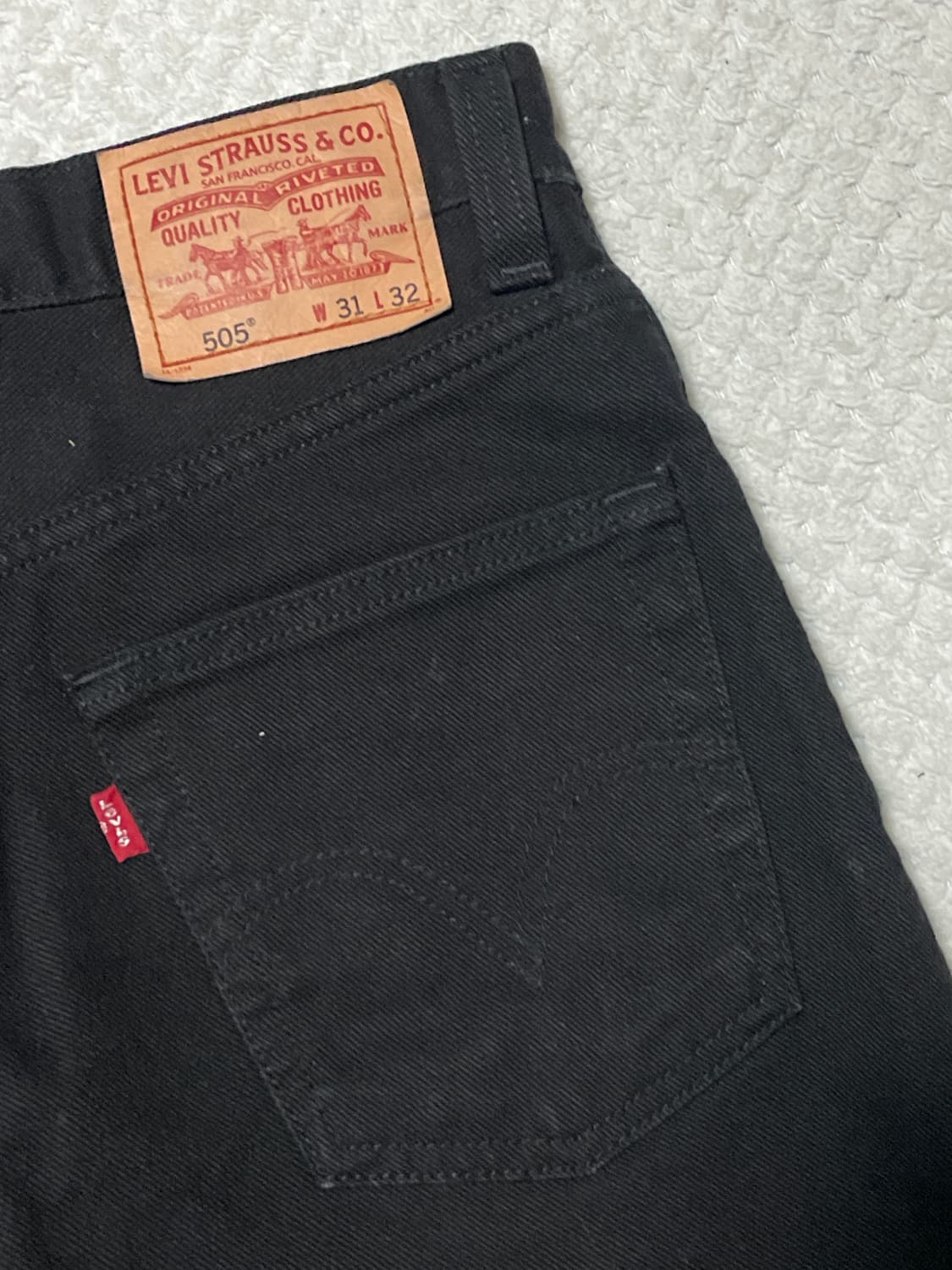 [31X32] 리바이스 00s 505 레귤러 핏 흑청 데님 팬츠 상품이미지7