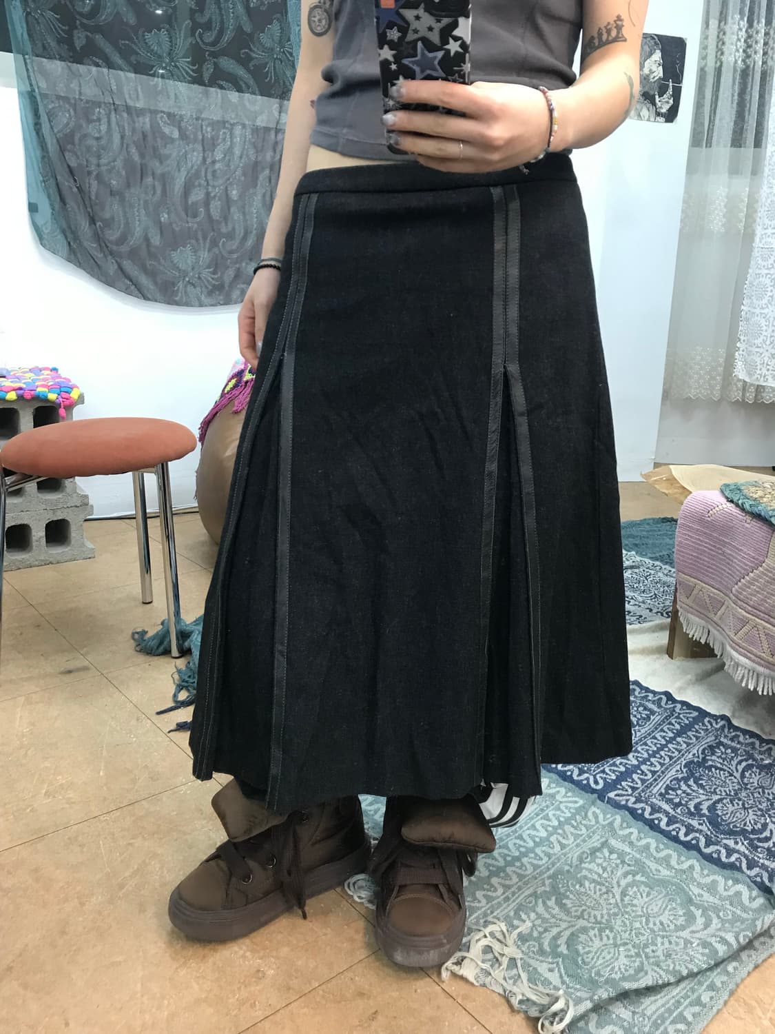 Moo+ 여성 모직 미디스커트  상품이미지1