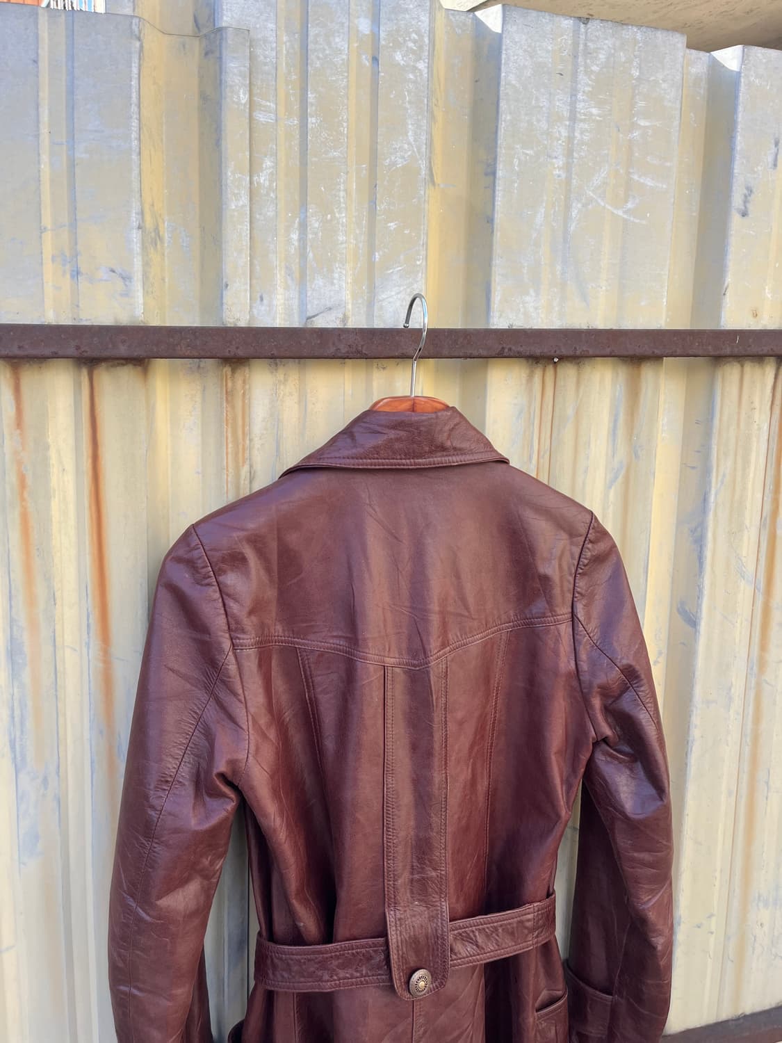 Vintage (maede in Italy) 리얼레더 레드컬러 코트  상품이미지6
