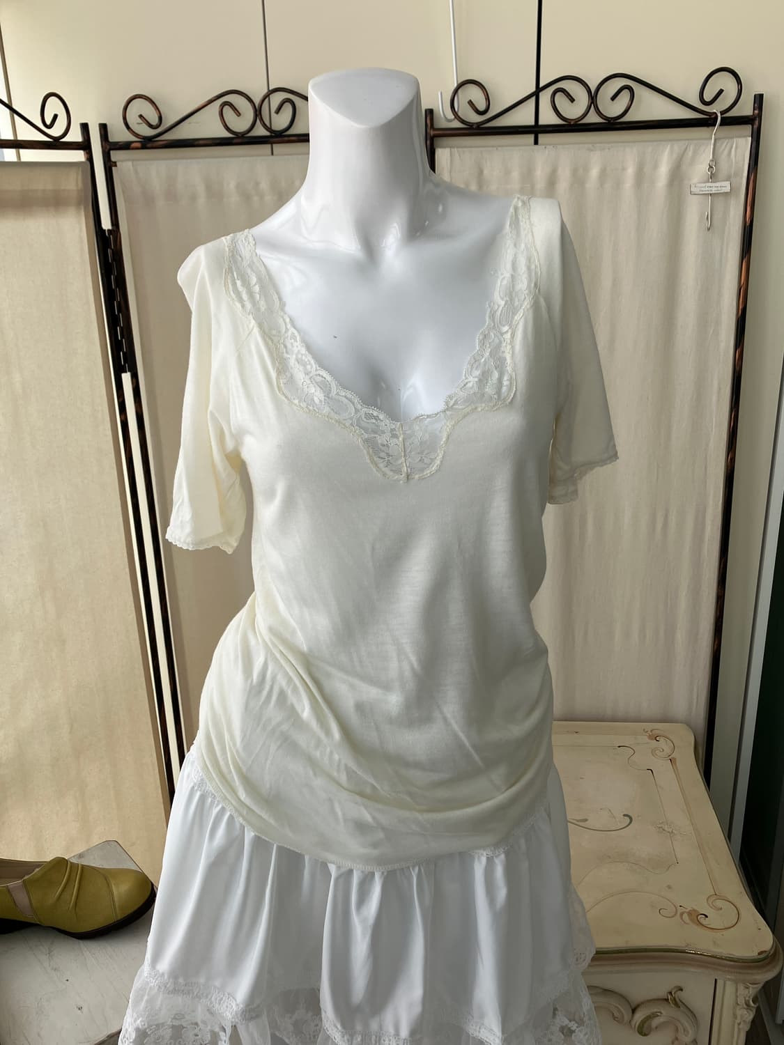 레이스 아이보리 인어 반팔 1293 모리걸 일본빈티지 상품이미지2