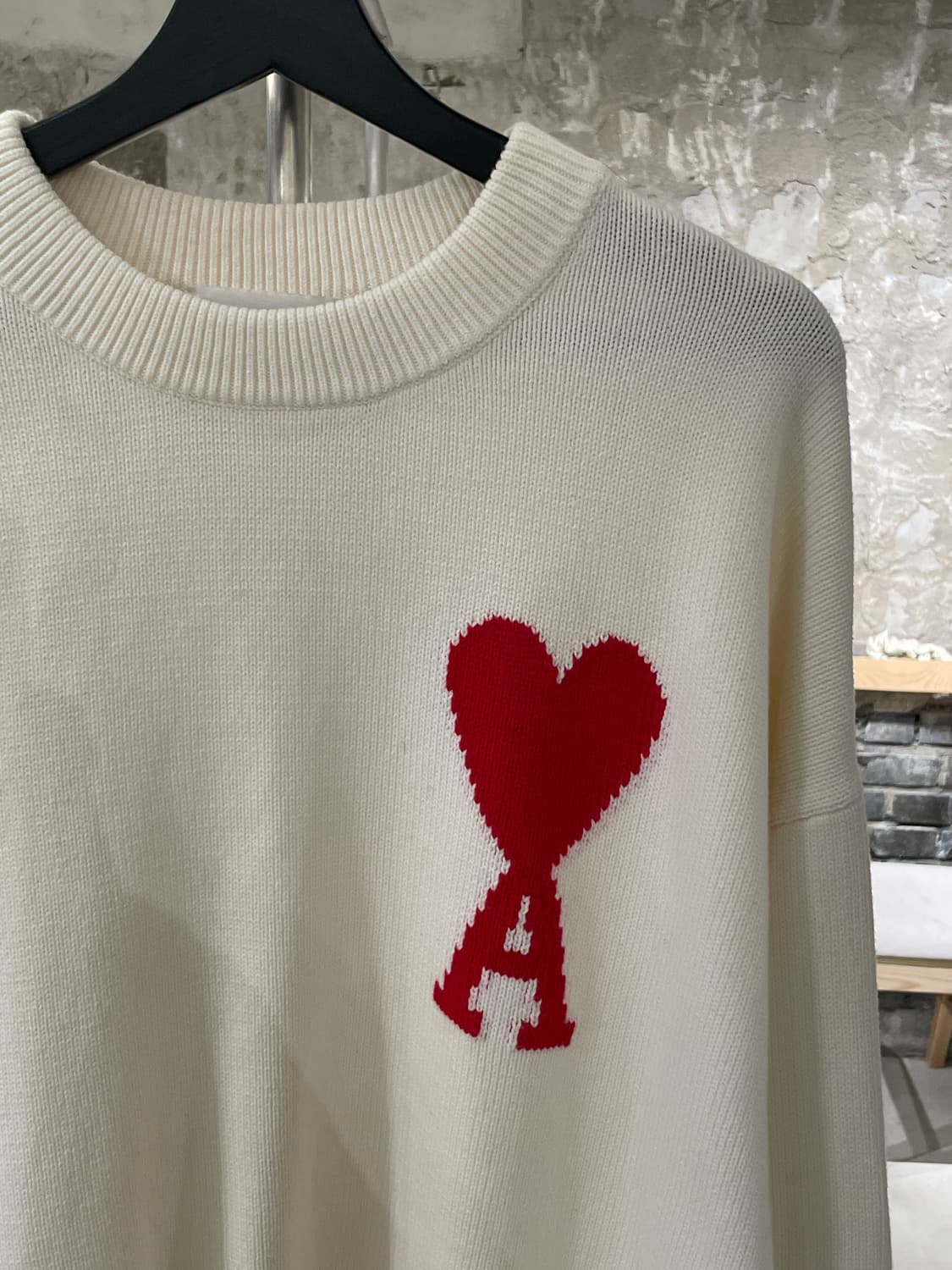아미 오프 화이트 빅 하트 로고 인타르시아 스웨터 상품이미지3