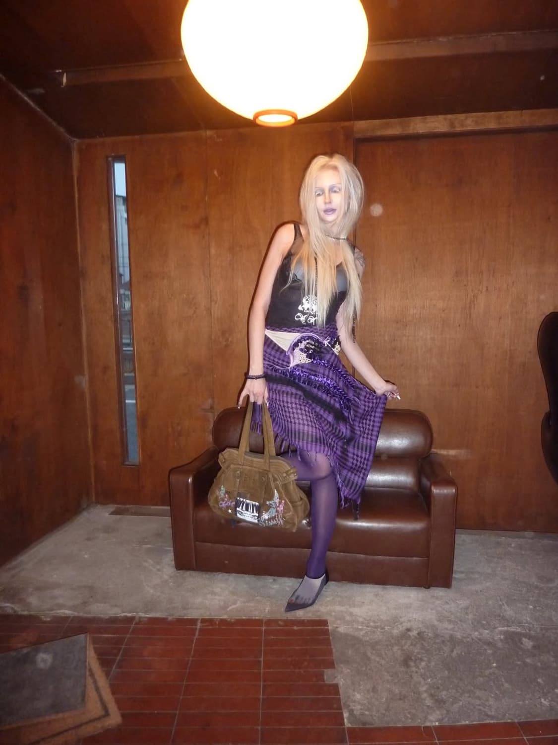 Purple check layered sk 상품이미지1