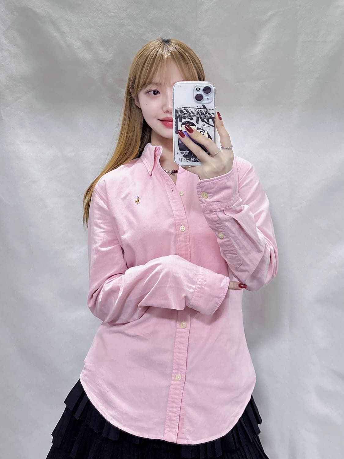 폴로 랄프로렌 핑크 멀티포니 솔리드 셔츠  상품이미지1