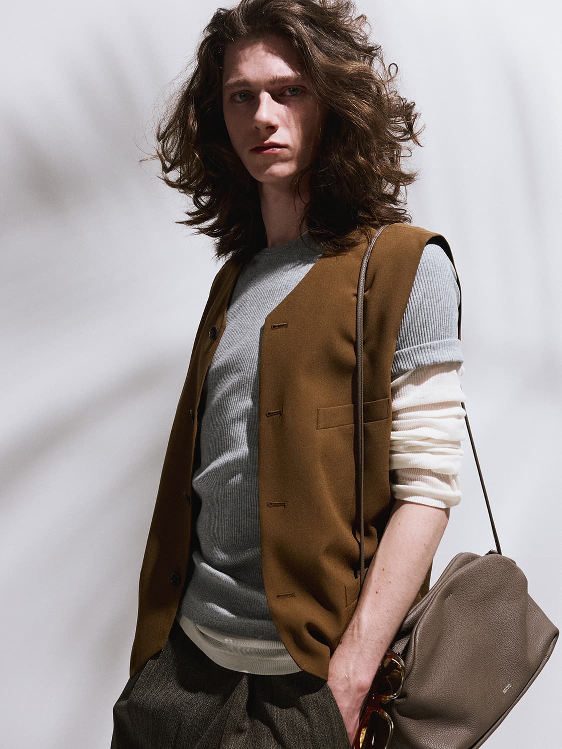 렉토 26SS 스트랩 디테일 수트 베스트 오커 상품이미지1