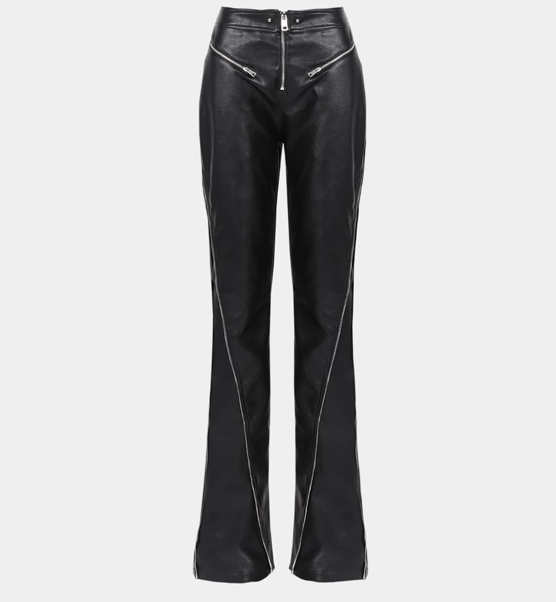 배드블러드 집 업 레더바지 지퍼 부츠컷 팬츠 상품이미지1