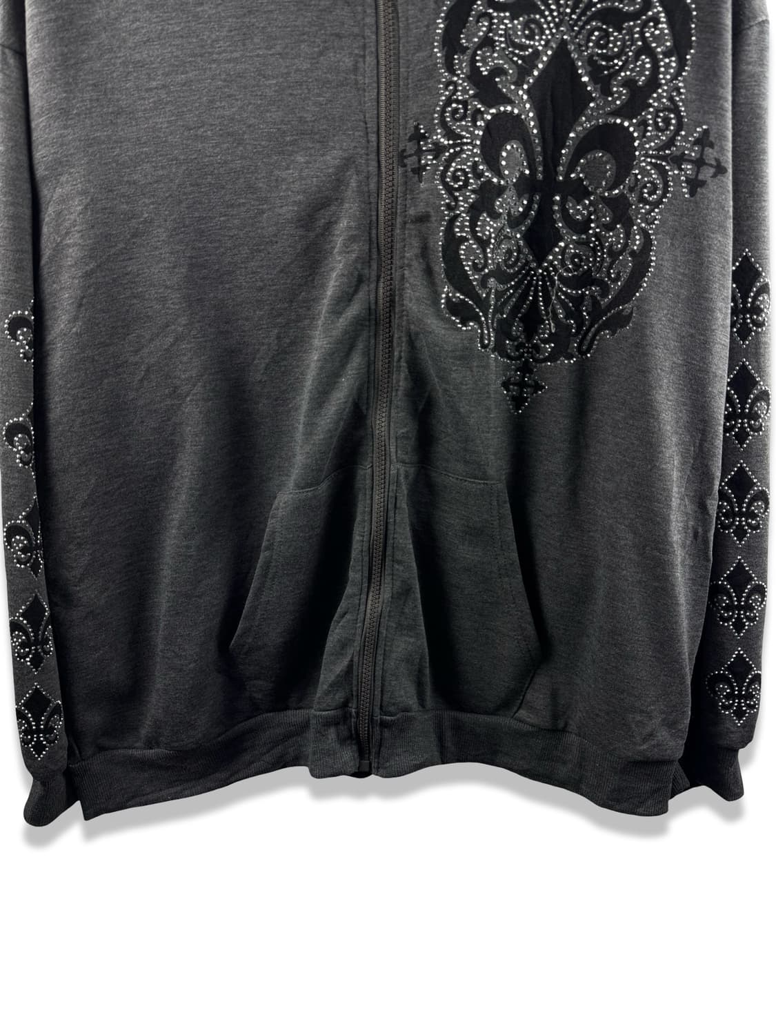 JPN Y2K 그런지 라인스톤 퍼후드2175 상품이미지4